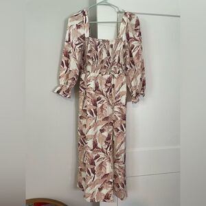 House Of Harlow 1960 Puff Sleeve Floral Midi Dress